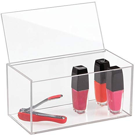 iDesign Kosmetik Organizer mit Deckel, großer Schminkorganiser aus BPA-freiem Kunststoff, stapelbare Acrylbox für Schminke, (20,3 x 10,2 x 10,2 cm), durchsichtig