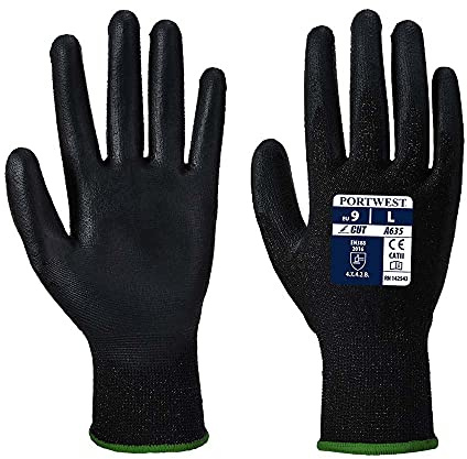 Portwest A635 Eco-Skär Handske, Regelbunden, Storlek S, Svart