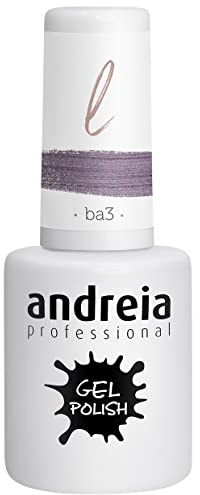 Andreia Professional Semi-Permanenter Nagelgel-Lack für UV/LED-Lampe - Intensiver Glanz und 4 Wochen haltbare French Manicure Nagelgel-Lackierung - Farbe BA3 Pink Glitter - Grautöne und Lila - 10.5 ml