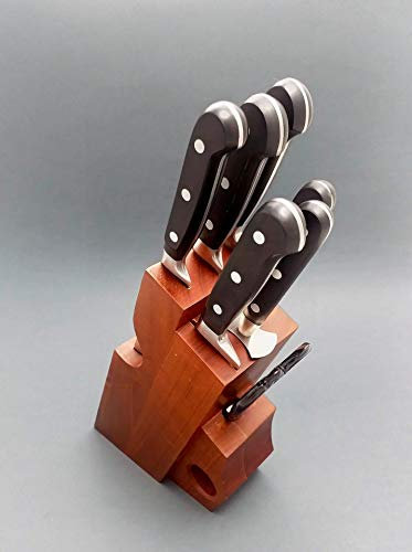 DUE BUOI Ceppo Professionale in Legno - COLTELLI Manico TECNOPOLIMERO Nero