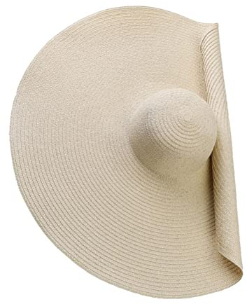 Tianbi Womens Wide Brim Sun Straw Hat,Oversized Beach Straw Hats for Women, Floppy Straw Sun Hat,Foldable Floppy Beach Sun Hat,Packable Beach Sun Protection Hat Khaki