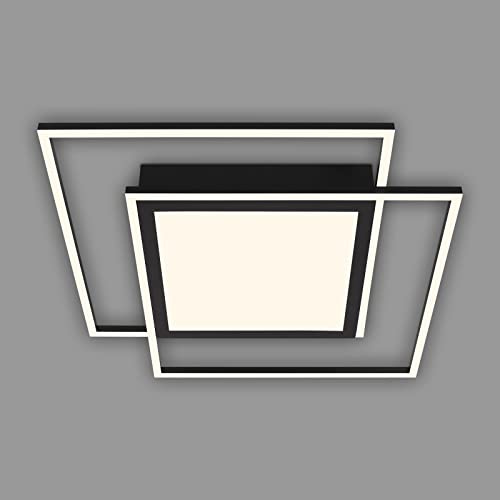 BRILONER Leuchten - Deckenleuchte LED, Deckenlampe LED, Frame Mittellicht, Warmweißes Licht, 5800 Lumen, Getrennt Schaltbar, Schwarz