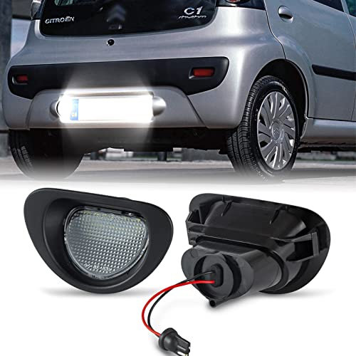 OZ-LAMPE 2 Pieces License Plate Light with Bulb Compatible with CITROEN C1, Canbus Error Free, LED License Plate Lights for Peugeot 107
