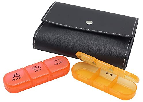 Tragbare Tablettenbox 7 Tage 3 Fächer,Schwarz Medikamentenbox für Medikamente,Vitamine,Fischöl,Pillendose perfekt für Unterwegs,Seniorenfreundliche Pillenbox,Tablettendose Morgens Mittags Abend