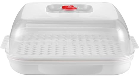 Microwave Steamer with Lid and Tray, Vegetables Steamer for Microwave Bowl, Microwavable Cookware Supplies (1 - Layer)