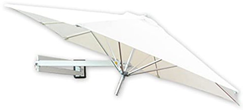 LBONG Sombrilla de Jardín Parasol para Pared de Balcón Parasol de Aluminio con Reclinable para Jardín Patio Terraza(250cm/8.2ft,Creamy White)