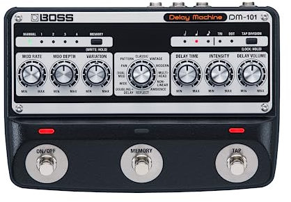 BOSS DM-101 Delay Machine | Analoges Delay-Pedal mit moderner Technologie | Warmer, gesättigter & musikalischer Sound | 12 individuelle Modi | Stereo-Betrieb | 127 User-Speicherplätze | MIDI I/O
