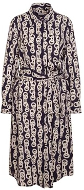 Seidensticker Damen Blusenkleid mit Bindegürtel - Kleid - Regular Fit - Maxi Kleid - Hemdblusenkragen - Langarm - 100% Viskose