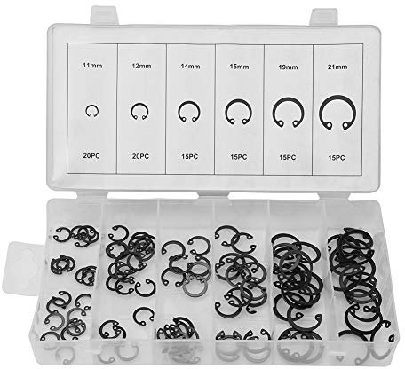100-teiliges Sicherungsring-Sortiment-Set aus Stahl Mit Sicherungsringen, 11–21 Mm, 6 Größen Mit Box-Sortiment-Set, Schrauben-Sicherungsringe, Sichern Teile auf Gerillten Wellen, Stiften, Bolzen