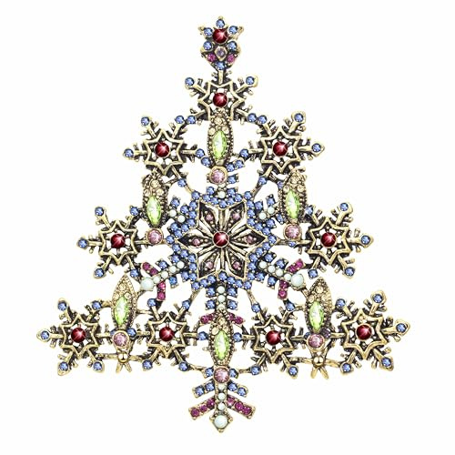 KristLand Vintage Kristall Weihnachtsbaum Brosche Pin Retro Brosche Schal Anzug Geburtstag Weihnachten Party Geschenk für Frauen Männer