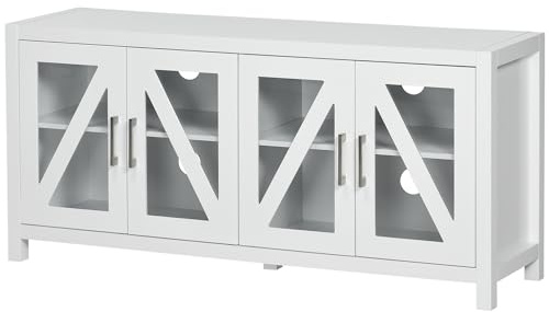 HOMCOM Mueble TV de Salón para Televisor hasta 58 130x35x60 cm Blanco