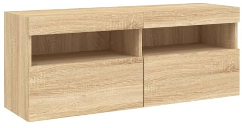 vidaXL Väggmonterad tv-bänk LED sonoma-ek 100x30x40 cm, väggenhet, väggmonterad TV-enhet, väggmonterat skåp, TV-väggenhet, hängskåp, väggförråd