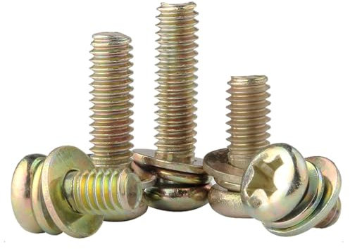 M4 x 12 mm Bolzen Unterlegscheiben, Karbonstahl, Mehrzweck, strapazierfähig, Kreuzschlitz, Rundkopfschrauben, Bolzen-Set, 50 Sets