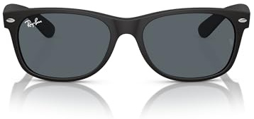 Ray-Ban RB2132 New Wayfarer Polarized Sunglasses, Rubber Black/Blue, 55 mm
