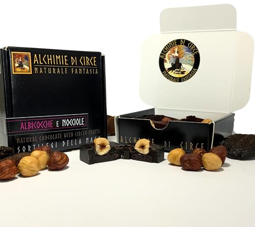 Alchimie di Circe - 12 Praline Fondenti Albicocca e Nocciola - Delizie Gourmet con Frutta Biologica - Cioccolato Artigianale in Elegante Confezione Regalo - 255g