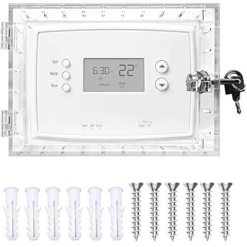 1pcs Coperchio Protezione Pannello Termostato Universale con Serratura & 2 Chiave, Copertura Scatola Blocco Termostato Parete Acrilico Trasparente Portatile, Copri Termostati Casa, Lock Box Wall-Cover