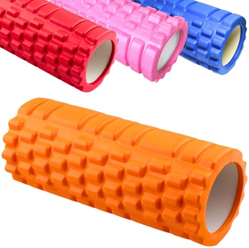Massage Foam Roller - Orange - Pilates Muscle Physio Leg Back Yoga Gym with Free Carry Bag (Orange)