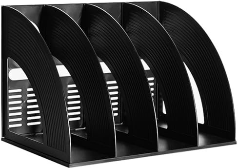 Faltbarer Stehsammler A4, Akten Magazinhalter mit 4 Fächer, Stehsammler Sortierablage, Dokumente Bücher Ordner, Zeitschriftensammler, für Aufbewahrung, Dokumente Zeitschriften, Schwarz