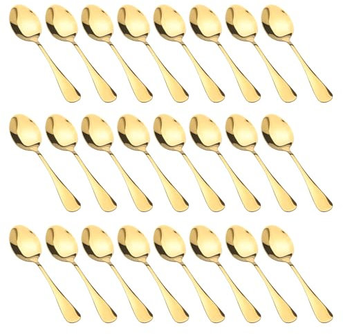 Teelöffel 24er 14cm, Kaffeelöffel aus Edelstahl, Espressolöffel, Espresso Löffel, Mini Kaffee Löffeln, Besteck für Tee, Kaffee, Dessert, Tafellöffel, Esslöffel, spülmaschinenfest