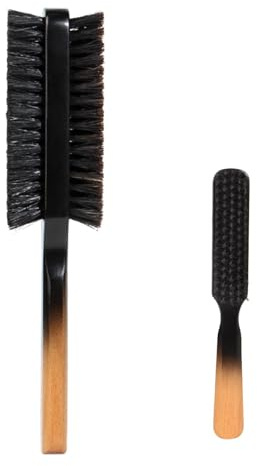 Spazzola per barba in setole di cinghiale, spazzola in nylon, setole di cinghiale, spazzola per capelli lisci, spazzola per baffi bifacciali con manico in legno, spazzola per toelettatura da uomo per