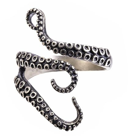 Namvo Octopus Rings, Vintage Ring Octopus tentacle North Sea Giant Demon Opening Men's and Women's Ring Ring