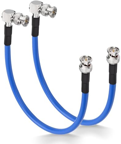 Superbat Cavo SDI 30cm 3G/6G/12G BNC Angolato 75 Ohm Maschio a Maschio RG6 | 2 Pezzi, Doppia Schermatura, Corto, Placcato Oro, 4K UHD/8K, per Blackmagic, Videocamere, Convertitori, Monitor, CCTV
