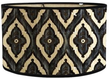 Paralume E27 in bambù, 30 cm, vintage, paralume decorativo, adatto per lampada a sospensione, lampada da terra, lampada da tavolo, lampada da parete, verde geometrico