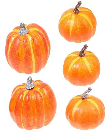 PRETYZOOM 5pezzi Zucca Decorativa Per Halloween Decorazioni Da Tavolo Per Zucche Artificiali Zucche Decorative