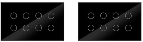 Eoslcusmvl 2X Interruptor de Pared con Luz TáCtil Inteligente WIFI, Panel de Cristal de 8 Entradas, Tuya Smart Life para, Home, Negro