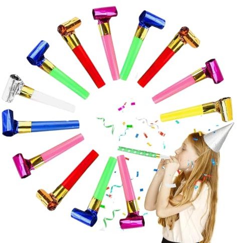 PNPGDYK 100 PCS Trombette Carnevale, Trombette Festa Compleanno, Partito Trombette Fischietto Carnevale Trombette, Corno Colorato Multifunzionale, Utilizzato per Compleanni, Feste, Natale