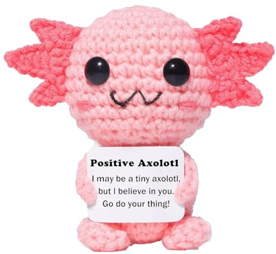 Sikweny Axolotl - Poupée en Peluche Amusante, au Crochet | Positive Peluche Conception Unique Fait à la Main pour Anniversaire Remise des Diplômes Saint-Valentin