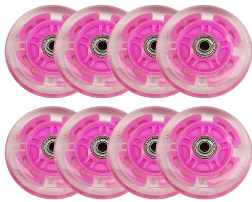 8 Stück Leuchtende LED Inline Skate Rollen Rollschuh Skating Räder Ersatzräder für Inlineskates für Indoor Outdoor 80 mm 100 mm 76 mm 72 mm 85A PU mit Lagern (Pink 80 mm)