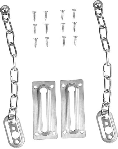 Operitacx Chaîne de Sécurité pour Porte en Acier Inoxydable Argenté Verrou de Porte Bébé Lot de 2 Pièces Intérieures et D’entrée Protection Anti-effraction Fiable
