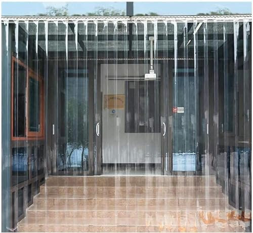 WXF86djl Transparente Vorhänge PVC-Streifenvorhang, 2,2 mm dick, 18,5 cm breite Platten, inklusive Kleiderstangen und Hardware, geeignet for Kühlräume, Gastronomie(1.65x2.1m)