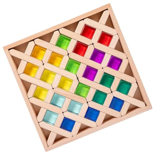 Generisch Regenbogen-Stapelblöcke, mit früher Lernentwicklung, 1 Set, Acryl-Bausteine, Edelstein-Bausteine, vielseitige Spielszenarien, für Heimschul-Spielzimmer, Geburtstage und Camps