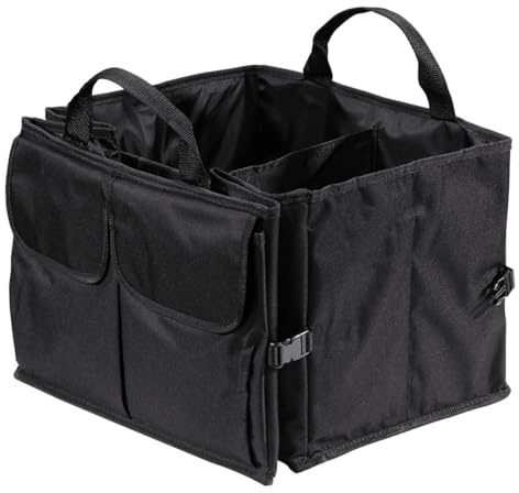 Hama Kofferraumtasche groß (Faltbare Autotasche, Kofferraum-Organizer mit Klettbefestigung inkl. Klettband) schwarz