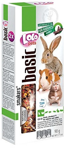 Lolo Pets Barritas de Algarroba para Roedores y Conejos, Pack de 2 Barritas (90g), Snack Natural Rico en Vitaminas y Minerales