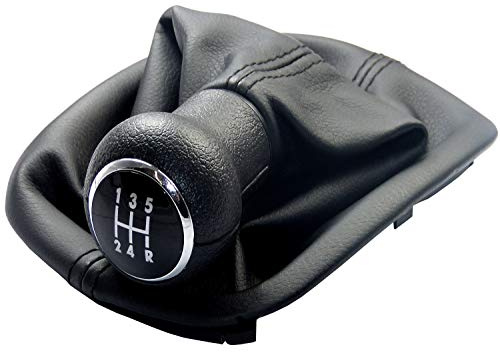 Schaltsack & Schaltknauf für VW Passat B5 3B - Bj. 1996 - 2000 - 5 Gang Knauf mit Rahmen - Schwarz - Schaltmanschette Schalthebel Manschette für Gangschaltung - Hebel für Schaltgetriebe A257