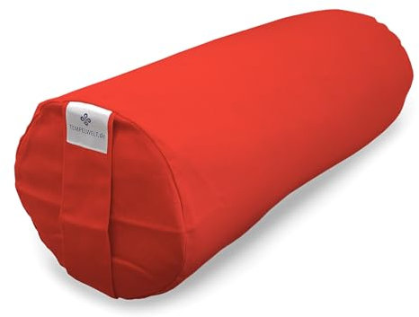 TEMPELWELT Bezug 2-teilig für Yogakissen Yogarolle 63 x 20 cm, Kissenhülle aus Baumwolle Leinen orange Inlet Natur ungefüllt, große Zenrolle Rolle Yoga Bolster