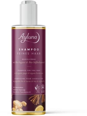 Ayluna SHAMPOO FEINES HAAR mit Bio-Süßholzwurzel, kräftigt die Haare & Haarwurzeln, Schützt & Pflegt, Silikonfrei, Glanz & Volumen, Bio, Vegan, 250 ml