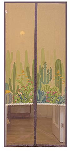 LIVEINU Magnet Fliegengitter Tür Insektenschutz mit Tür Vorhang Japanische Noren Moskitonetz Fliegenvorhang für Balkontür Wohnzimmer Schiebetür Terrassentür Klebmontage Ohne Bohren 120x210cm Kaktus