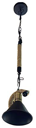 Vetrineinrete® Lampadario da soffitto con corda in canapa vintage retrò con paralume a campana E27 lampada industriale arredo casa