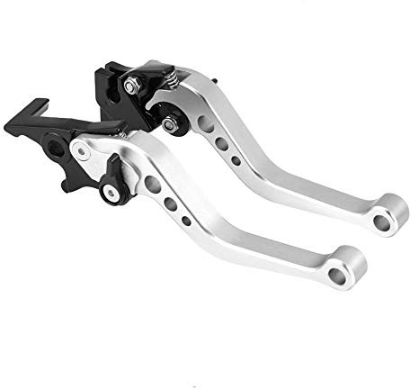 CNC Aluminium Bremshebel Motorrad, verstellbarer Handgriff 22 mm, silber, universal passend für gängige Motorradmodelle, für sportliche Manöver