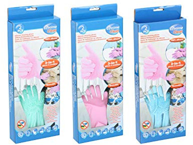 vom Pullach Hof Geschirrhandschuhe 2in1 Silikon Putzhandschuhe Universale Größe Mehrzweckhandschuhe Handschuh Schrubber Wiederverwendbar Multifunktional