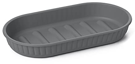 Tatay Jabonera de Baño Baobab, de Plástico, Libre de BPA, Gris Antracita, Medidas 15 x 8,2 x 2,1 cm