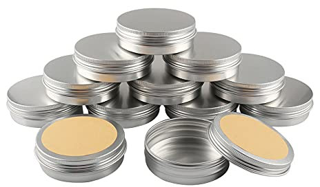 BasicPacking 50 Stück 100ml Silber Leere Rund Aluminiumdose mit Schraubdeckel Alu-Dose Aluminium Schraubdose Cremedose Kerzendosen Kosmetikdosen Blechdosen Aludose mit 50 Stück 70mm Aufkleber