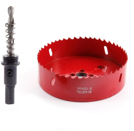 TUNEZ® Lochsäge M42 Bi-Metall Lochschneider Set mit Sechskant Dorn und Zentrierung Metallbohrer Lochsäge Kit für Holz Metall Gipskarton Eisenblech Rohr Kunststoff (120mm)