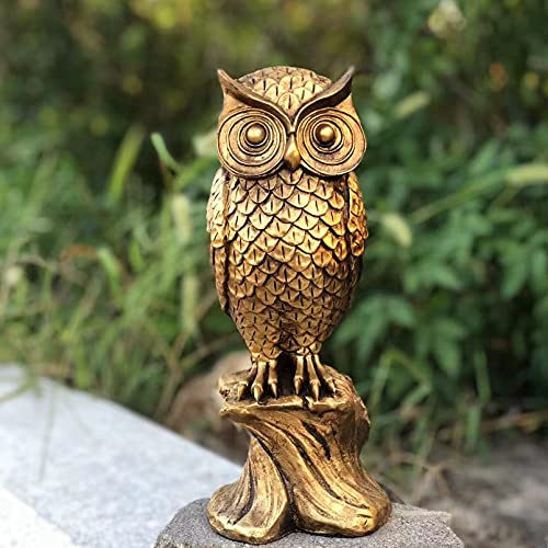 ALILIZ Eulen-Statue aus Kunstharz, goldene Eulen-Skulptur für Zuhause, Büro, Dekoration, Wohnzimmer, Tischsims, 27,9 cm, Sammlerstück, Tierfigur, Messing