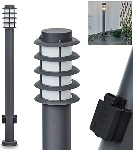 Apparecchio per sentiero da esterno Tunes con 2 prese, apparecchio moderno con base in metallo/plastica in antracite, apparecchio per sentiero 110 cm, lampada da giardino, E27, IP44, senza lampadina/e