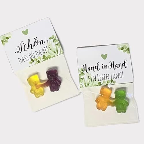 Gastgeschenk Hochzeit – Hand in Hand ein Leben lang – Süße Tütchen mit Etikett – Candybar Zubehör – kleine Dankeschön Giveaways für Gäste